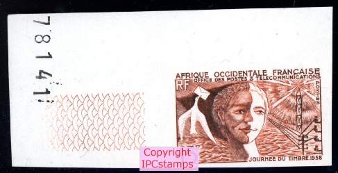 Journe du timbre et cration de l'office des postes et tlcommunications (essai de couleur).